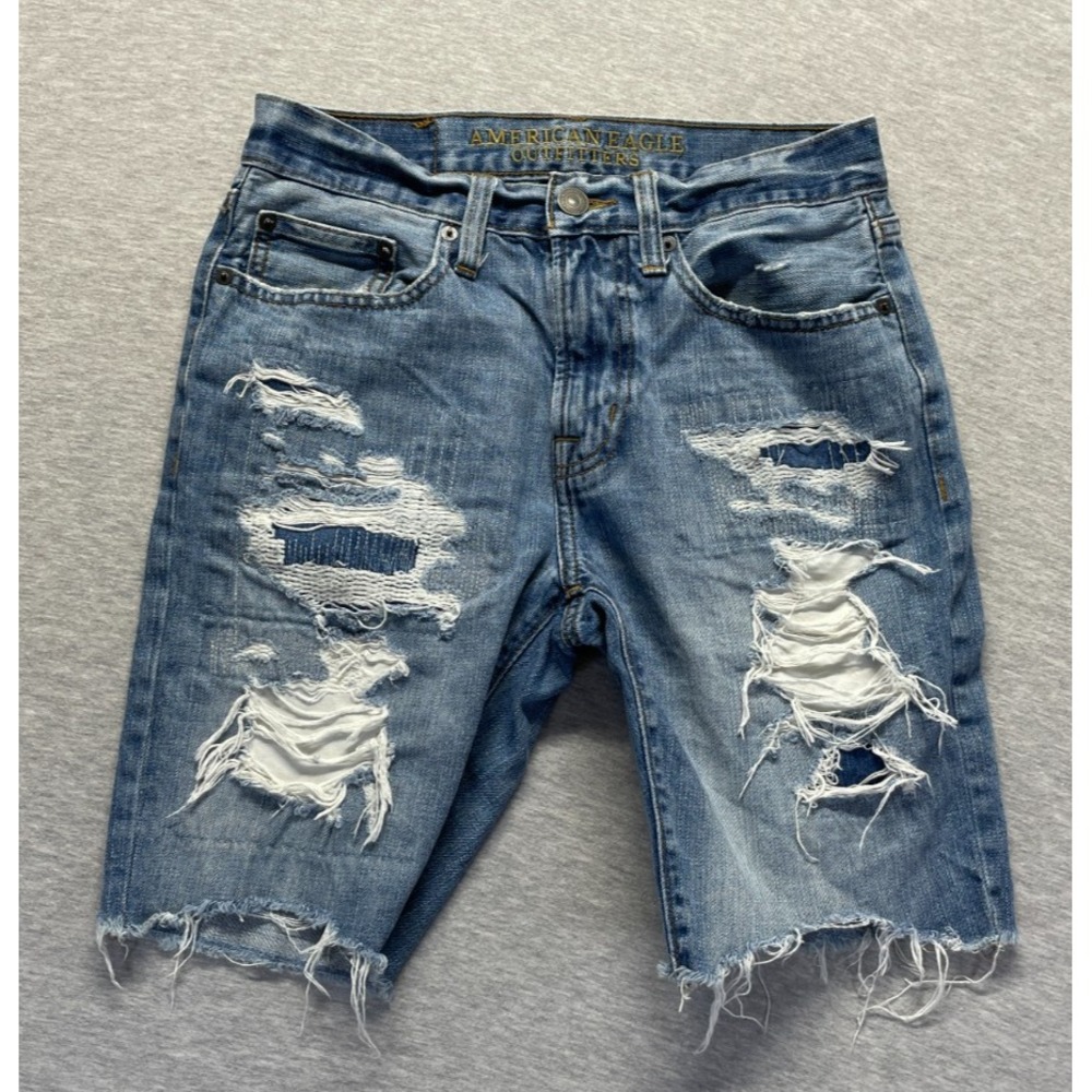 American Eagle Outfitters Cut Off Shorts Womens 28 Blue Denim Distressed Raw Hem